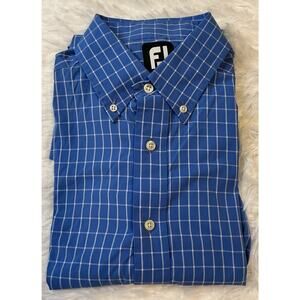 Footjoy Plaid Men’s Long sleeve Medium Blue Button Down Shirt
